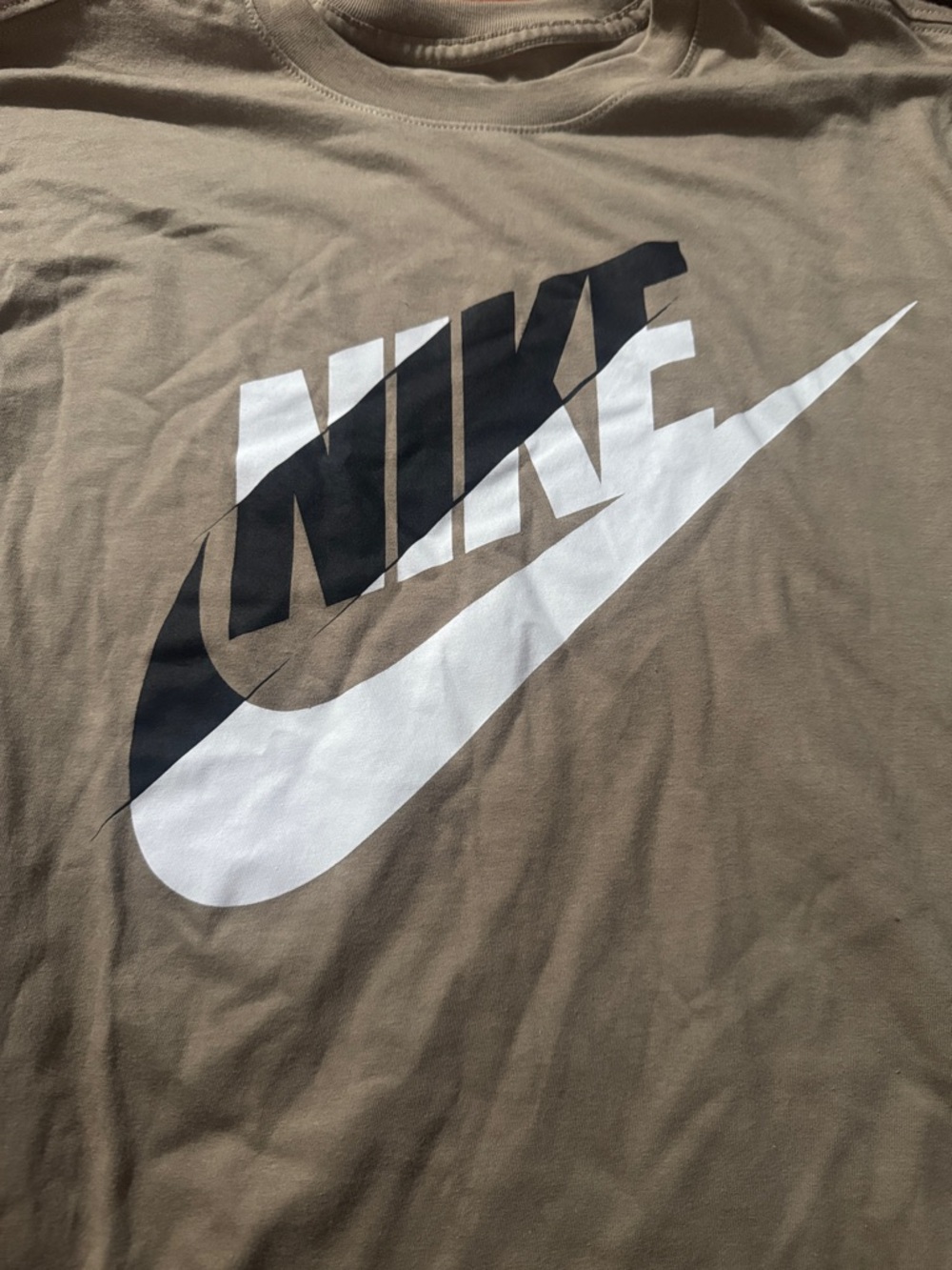 Nike Logo Tee in Olive with Black & White Swoosh
